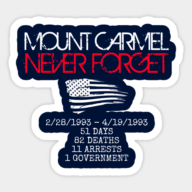 Never Forget Mount Carmel USA Sticker by TheDaintyTaurus